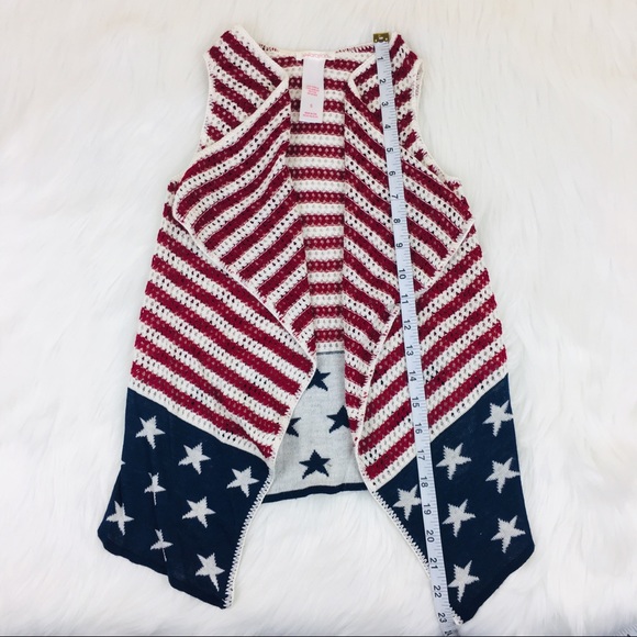 Xhilaration Knit Red White Blue USA Vest Sz Small - Picture 4 of 6